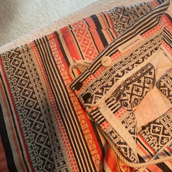 LOFT Geometric Print Shorts in Coral and Navy - Picture 12 of 15